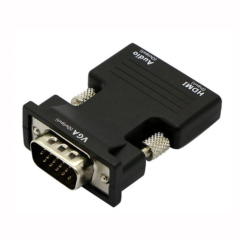 Basix адаптер hdmi-vga с аудиоадаптером Поддержка сигнала 1080 P для мультимедийный ПК ноутбук ТВ коробка проектор HDMI к Vga - Цвет: black