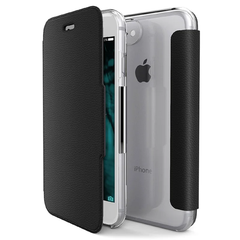 Black X-Doria Defense флип-чехол-кошелек для iPhone 7 8 Plus, роскошный чехол-книжка из искусственной кожи, чехол для телефона, Встроенный слот для карт, Fundas - Цвет: Black