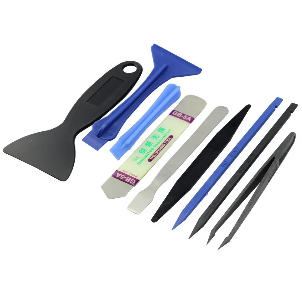 

Professional 9pcs/ lot Opening Pry Tool Repair Kit with Non-Abrasive Nylon Spudgers, Anti-Static Tweezers for iPhone X 8 8P