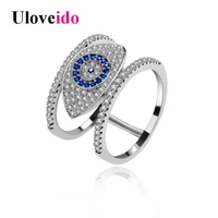 uloveido blue evil eye rings for women cubic zirconia female jewellery gifts for the new year decorating y325