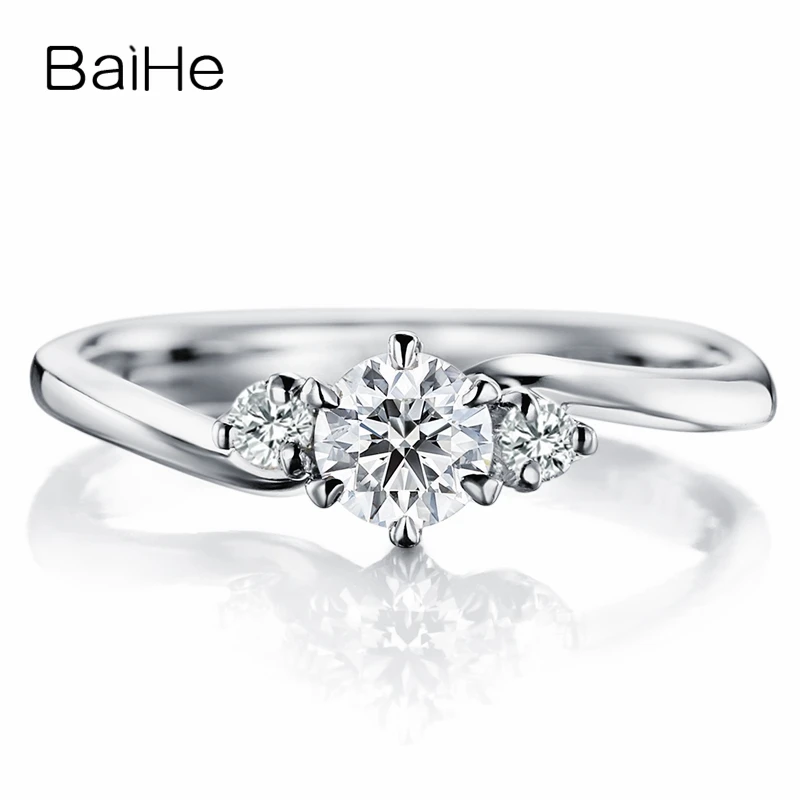

BAIHE Solid 10K белое золото (AU417) около 0.25ct Сертифицированный круглый моиссанит обручальное женское модное Ювелирное кольцо в подарок