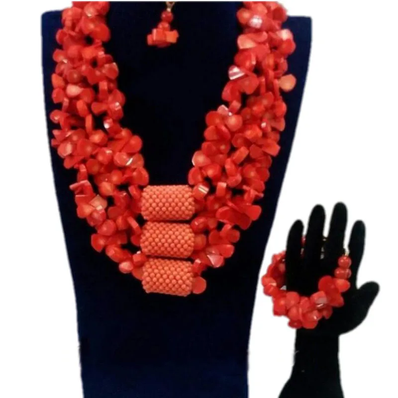 Дудо Jewelry Цепочки и ожерелья и серьги большой Коралловые бусы нигерийские Свадебные украшения комплект женские украшения комплект