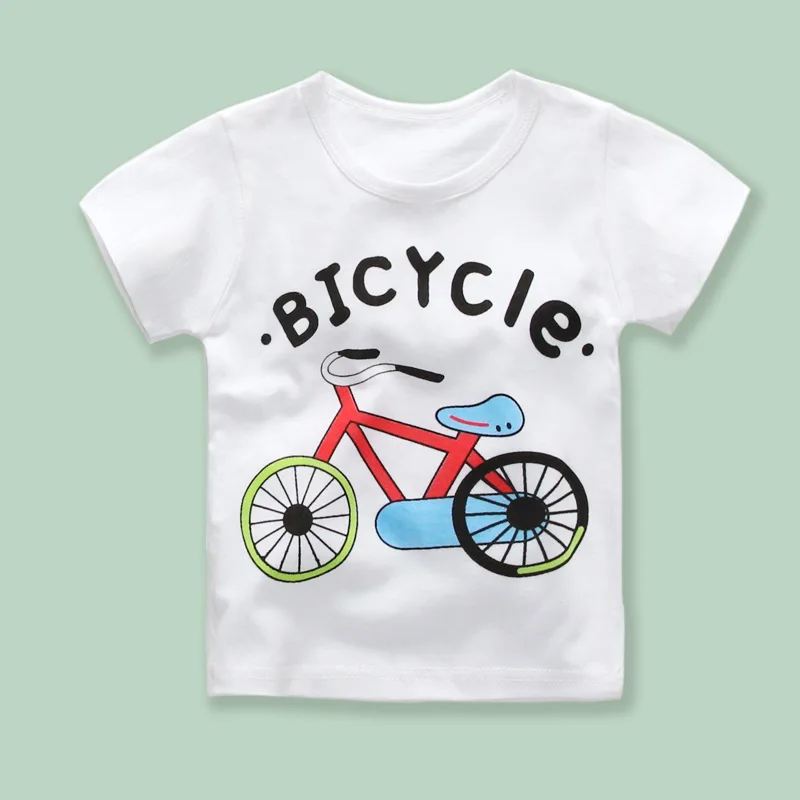Летние футболки для мальчиков и девочек футболки с мультяшным принтом для малышей Детская одежда повседневные хлопковые футболки для мале...