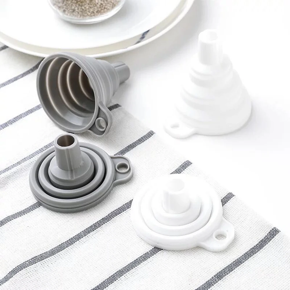 

1pcs Mini Foldable Funnel Silicone Collapsible Funnel Folding Portable Funnels Be Hung Household Liquid Dispensing Kitchen Tools
