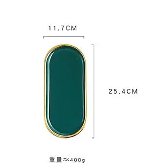 Скандинавский свет роскошный павлин зеленый Пномпень овальная тарелка Салатница рыбные блюда лоток для хранения десерт торт тарелка Подарочная коробка Q73