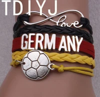 tdiyj soccer fan flag strap multilayer braided leather pendant bracelet slide football charms for best friend gift 6setslot