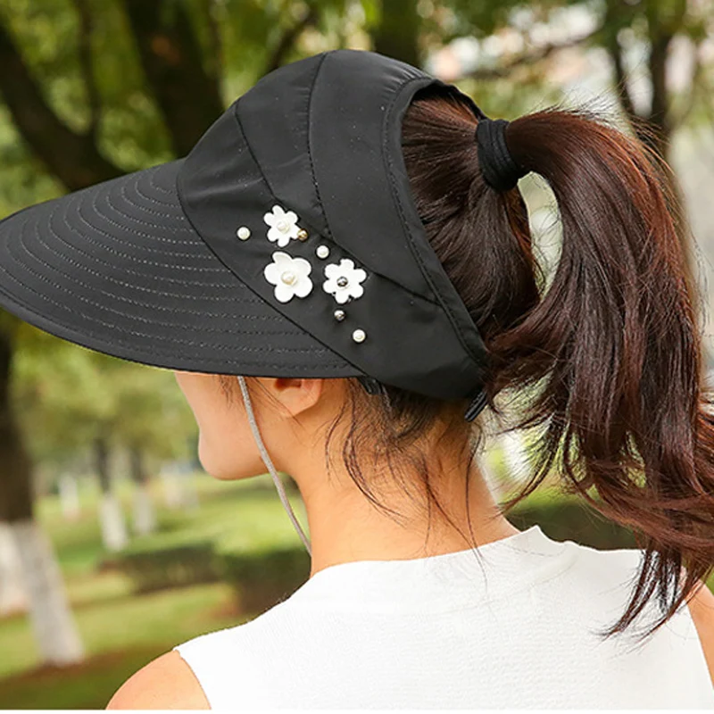 Женская Складная Солнцезащитная шляпа с открытым верхом регулируемый
