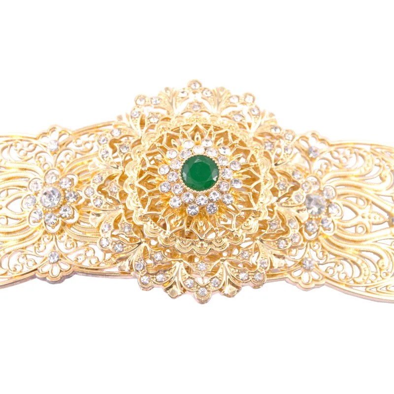 Multicolored crystal women's cutout waist chain belt long sleeve women's wedding dress metal belt adjustable length