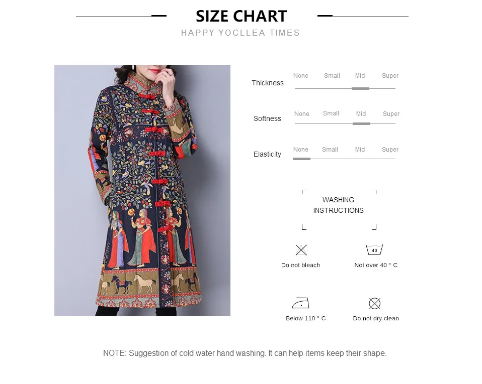 Winter Jacket Women Thick warm Long Parka Mujer Cotton Padded coat vintage Button Print Overcoat plus size Women Tops