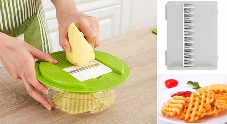 WALFOS мандолина овощерезка Dicer нож для резки фруктов с 4 сменными лезвиями из нержавеющей стали инструмент для резки картофеля