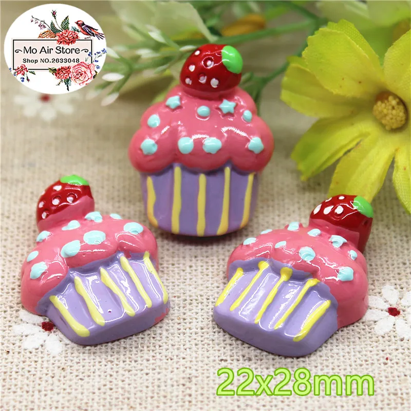 10 шт. Клубничное мороженое чашка десерт Кабошон из смолы с плоской задней