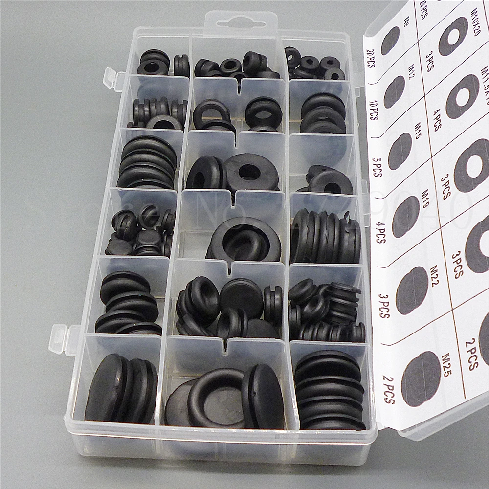 125 ПК черное кольцо резиновые прокладки брандмауэр дыры затыкают комплект