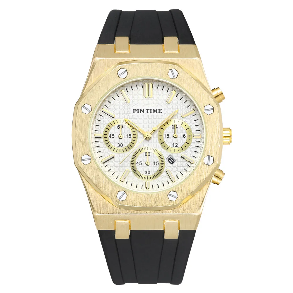 2 PINTIME Для мужчин Детские Модные Повседневные часы Royal Oak дизайн каучуковый ремешок Для мужчин s класса люкс кварцевые двигаться Для мужчин t аналоговые Дисплей Для мужчин спортивные наручные часы - Цвет: 2