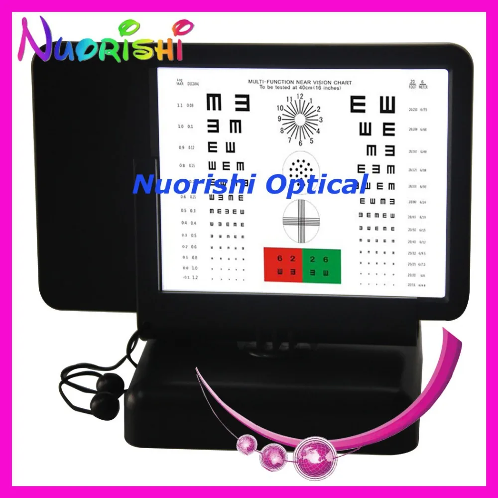 W3001 Led Tumbling E Chart Near Vision Chart With Green and Red Double-side reading Back With Amsler Grid Visual Acuity Chart