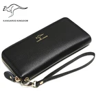 Женский Длинный клатч-кенгуру, из натуральной кожи, на молнии, с отделением для карт