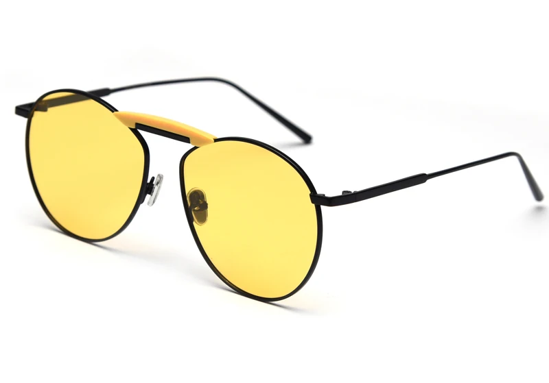 black with yellow Peekaboo, женские солнцезащитные очки, поляризационные, uv400, серебряная, зеркальная, металлическая оправа, для вождения, черные, Ретро стиль, солнцезащитные очки для мужчин,, желтый, красный - Цвет линз: black with yellow
