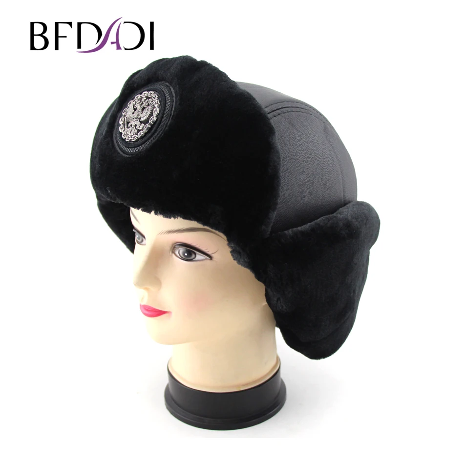 

BFDADI 2021 New Bomber Hat Female Winter Hats For Men Women Thick Warm Russian Cold Cap Bone Male Ear Protect Snow Hat Ear Flap