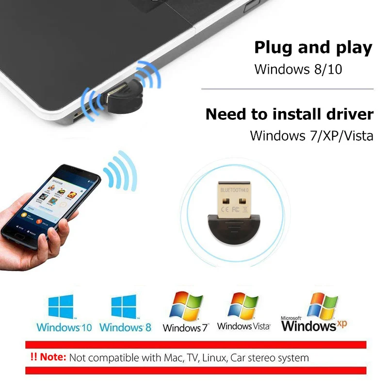 Мини USB Bluetooth адаптер V4.0 CSR двухрежимный беспроводной ключ приемник передатчик