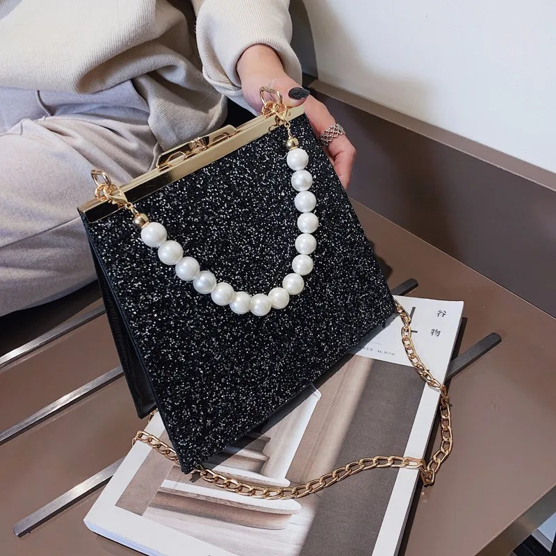 A Женские сумки Bolsos Mujer, Женская жемчужная сумка через плечо, блестящая цепочка, кожаные красочные сумки-мессенджеры, сумка на плечо, сумка-тоут с жемчугом, сумка-мессенджер - Цвет: A
