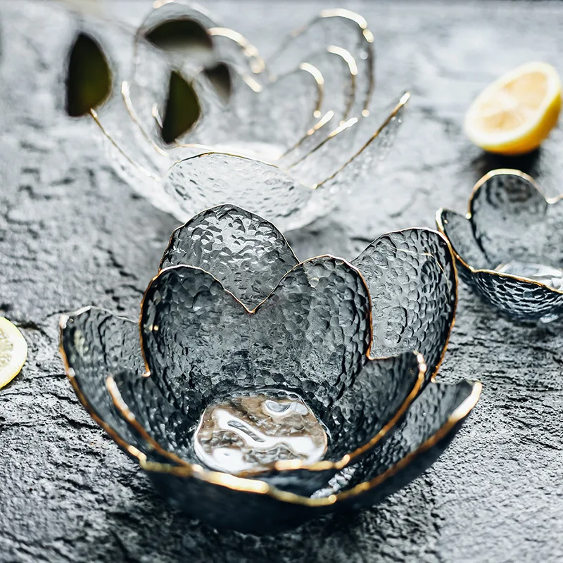 KINGLANG Insta-style стеклянная чаша ручной работы с позолоченными краями дизайн вкус блюдо домашний салатник фруктовый десерт миска для десерта блюдо