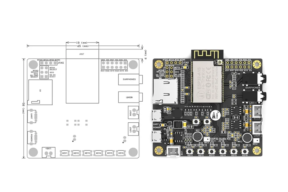 ESP32-Aduio-Kit ESP32 аудио макетная плата WiFi Bluetooth модуль низкая мощность двухъядерный с ESP32-A1S 8 м PSRAM ESP32-Aduio-Kit