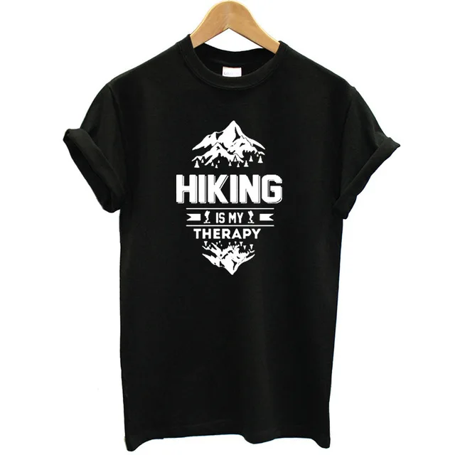 Hiking is my therapy женские летние топы 2019 летняя футболка с короткими рукавами и круглым