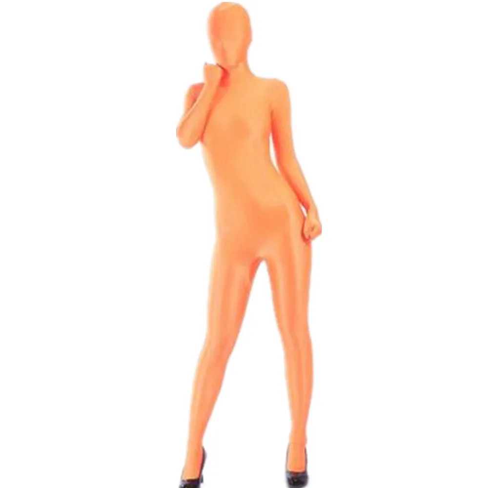 

(SCF005) Light Orange Lycra Spandex Shiny Tights Unisex original Fetish Zentai Suits