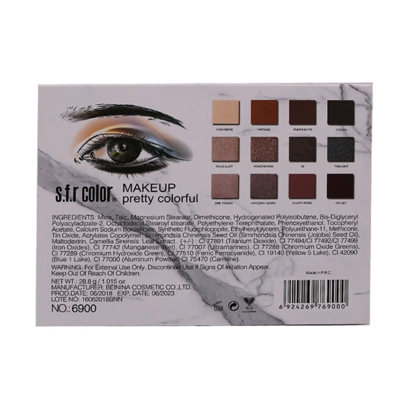 12 Colors Nude Shining Eyeshadow Palette Glitter Eyes Pigment Smoky Eye Shadow Pallete Waterproof Cosmetics D1 |
