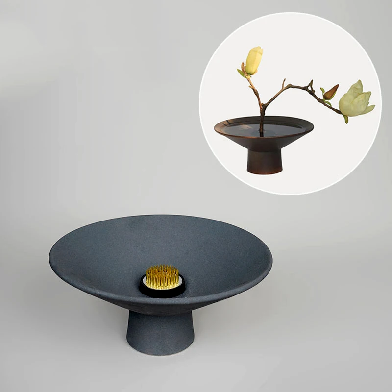 Zen Черная Керамическая грубая керамическая ваза цветочный горшок с высокой