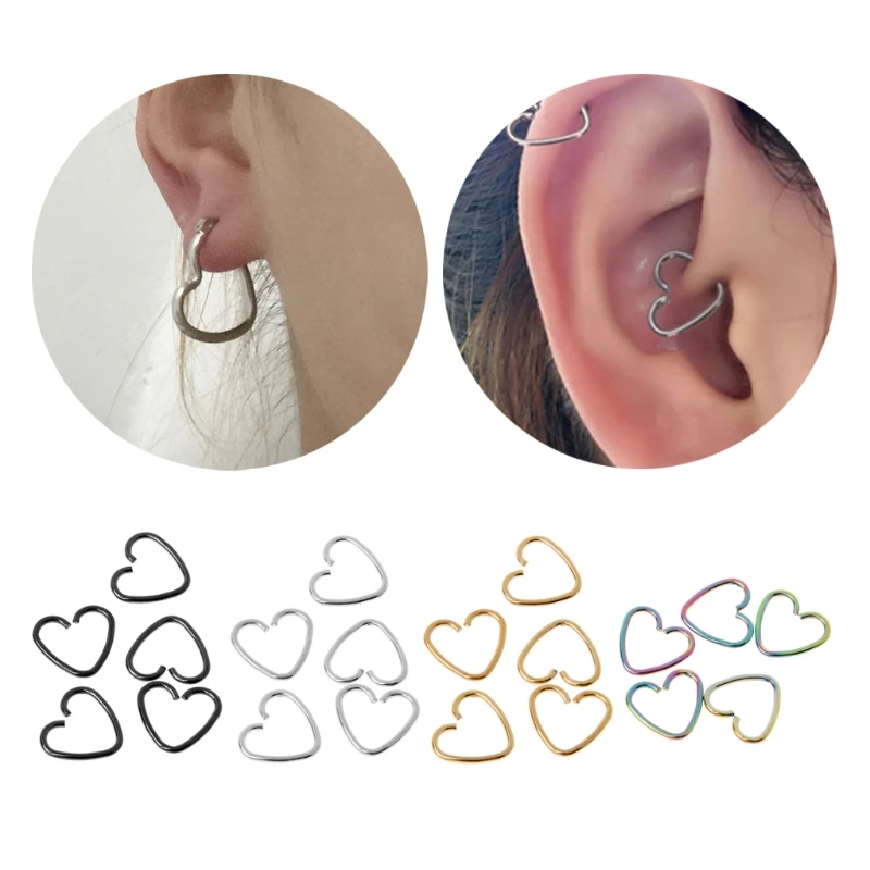 В форме сердца Поддельные Tragus Пирсинг кольцо спиральный для хряща Daith серьги
