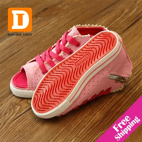 

New 2019 Summer Girls Shoes Peep Toes Sandals Casual Sports Children Shoes Canvas Kids Shoes For Girl Sneakers