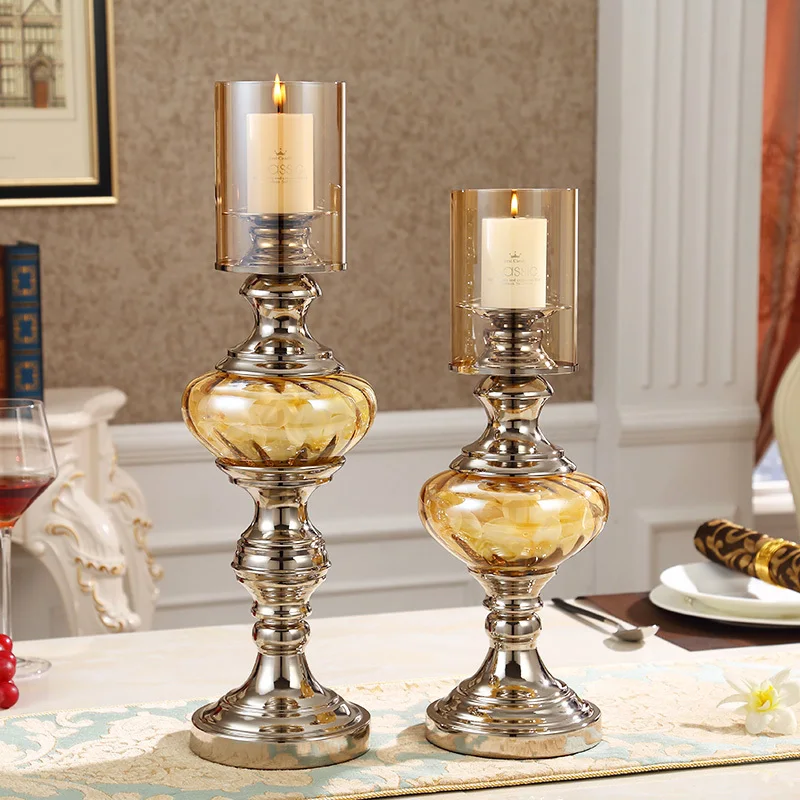 

Living Room Decorations Metal Glass Candleholder