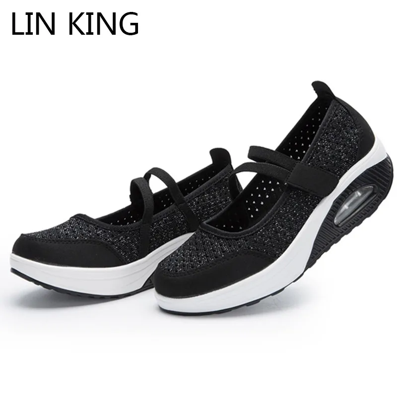 LIN KING/женская летняя повседневная обувь модные Сникеры на воздушной подушке
