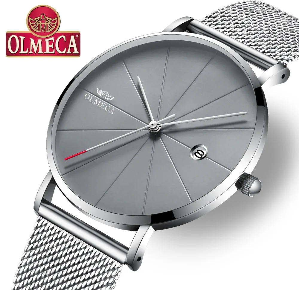 OLMECA Brand Watch Fashion Wrist Gray Dial Water Resistant Relogio Masculino Complete Calendar Mens Alloy Nice Gift | Наручные часы
