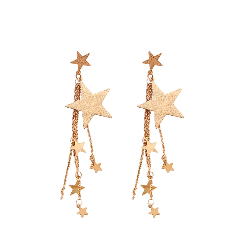 

Trendy Gold Star Long Drop Earring Charm Atmosphere Dangle Earrings For Women Jewelry Friend Gift