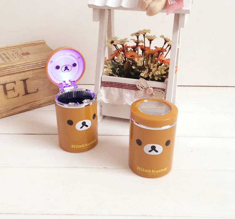 Мультяшная автомобильная пепельница, светодиодный пепельница hello kitty KT, аксессуары для девочек и мальчиков, пепельница, пепельница, держатель для чашки, подарки, аксессуары - Название цвета: Цвет: желтый
