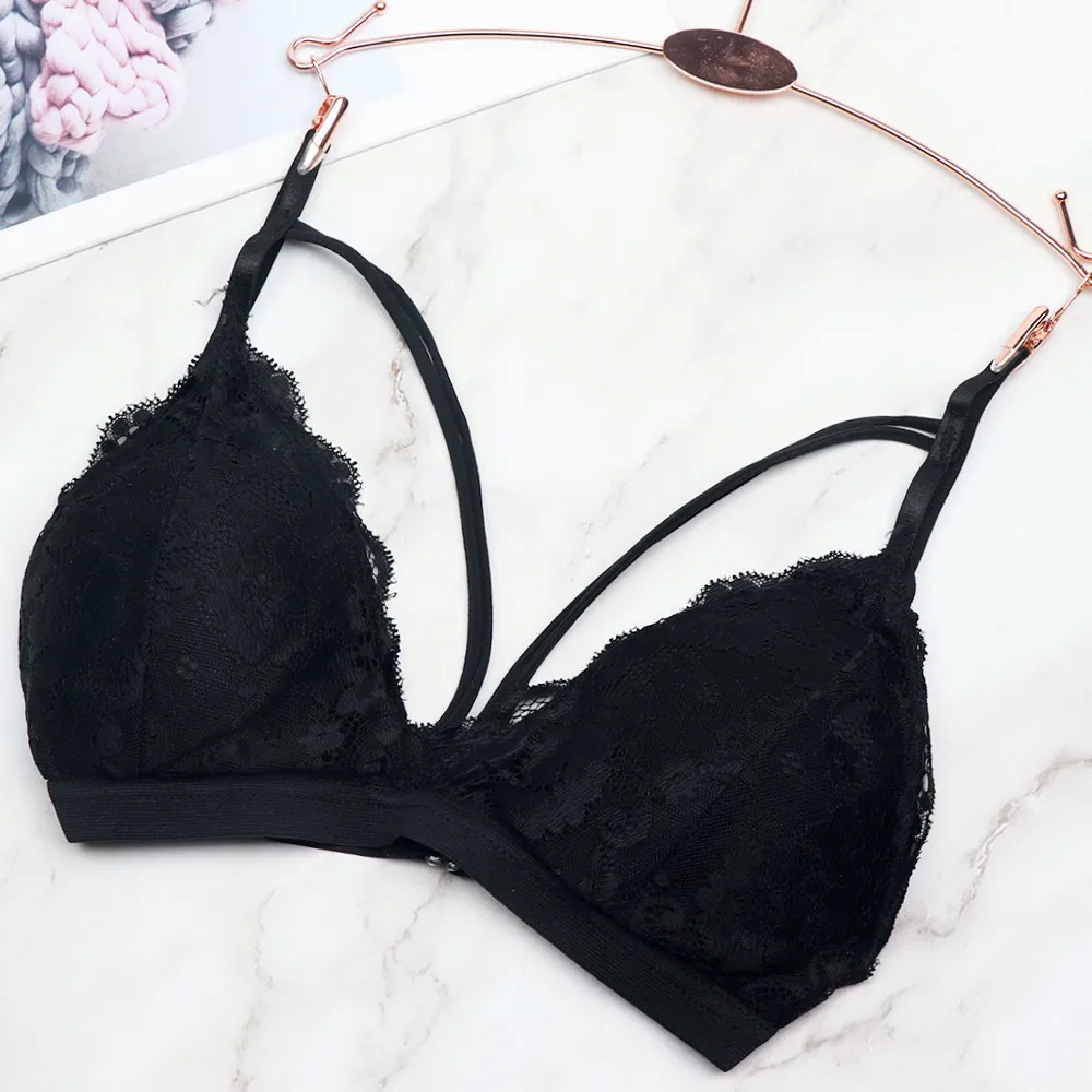 Женский кружевной бюстгальтер без косточек тонкий бесшовный с треугольной