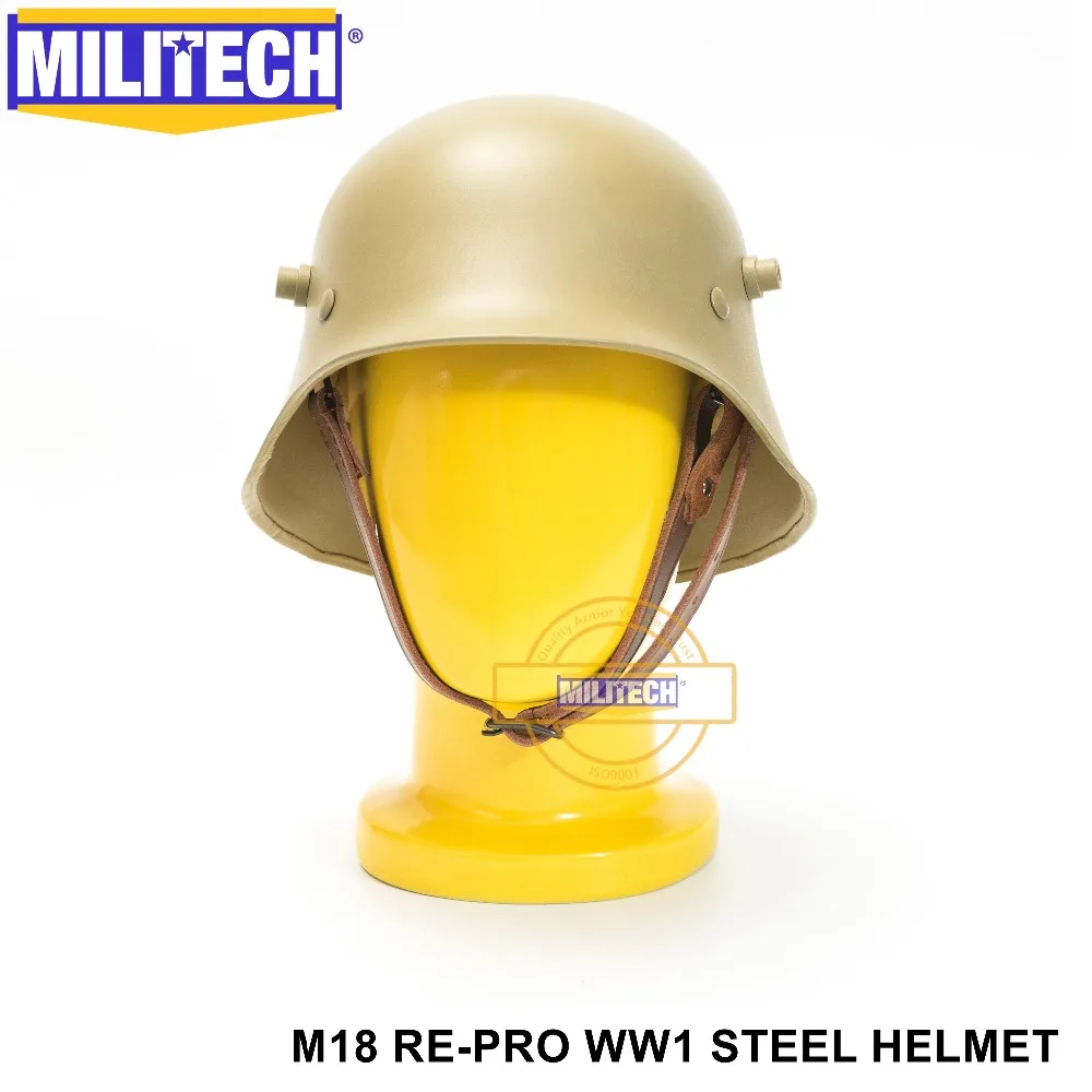 MILITECH, немецкий шлем Tan DE WW One M18, шлем Первой мировой войны, репро, шлем WW1, коллекция, шлем, Великая война, немецкий мотоциклетный шлем