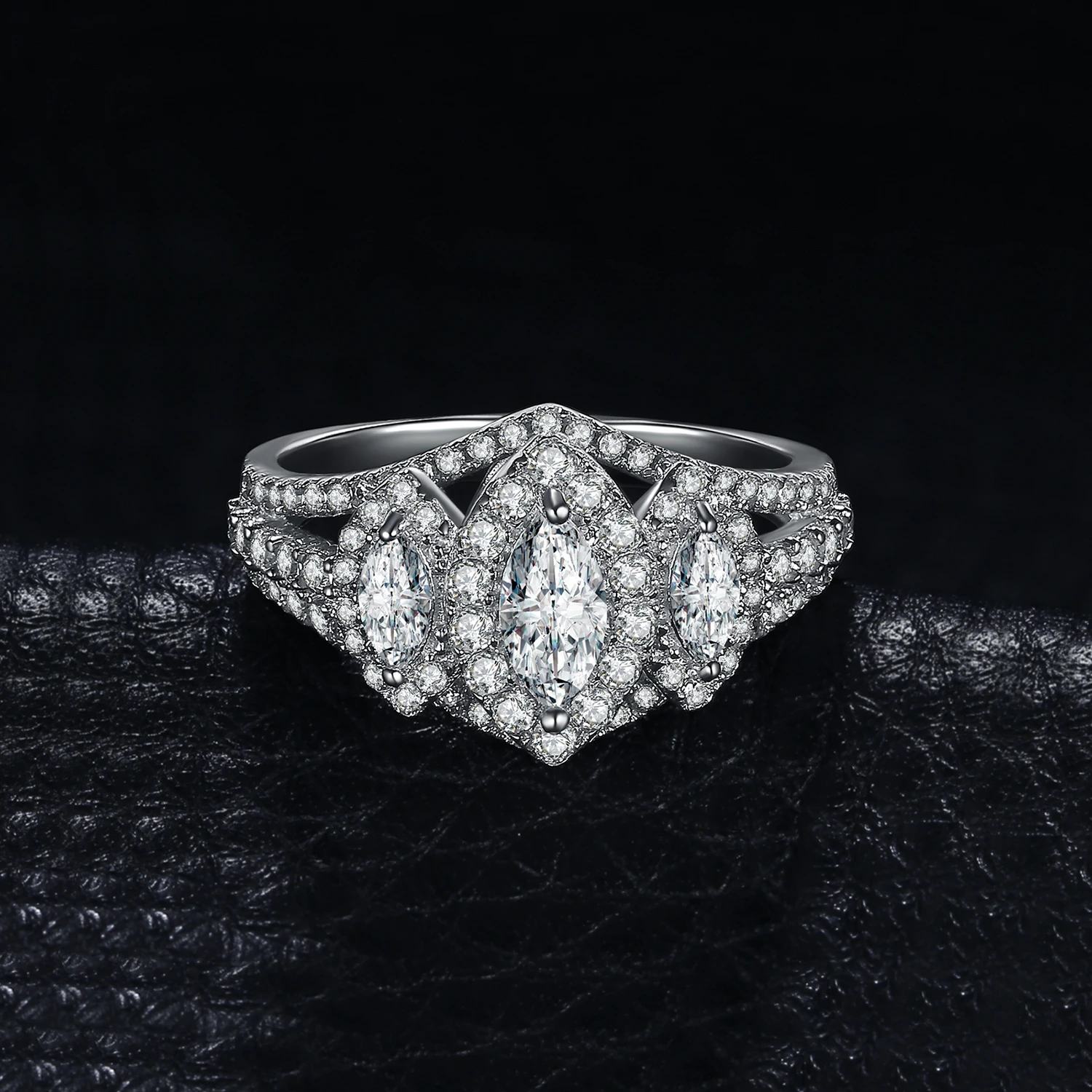 JewelryPalace 3 камня Разделение хвостовиком 2ct маркиза кубический цирконий Свадебные