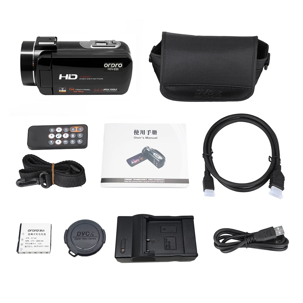 KaRue ORDRO HDV-Z20 Портативный цифрового видео Камера HD 1080 P 24MP Wi-Fi видео Камера 16x зум цифровой видеокамеры Камера цифровой видео