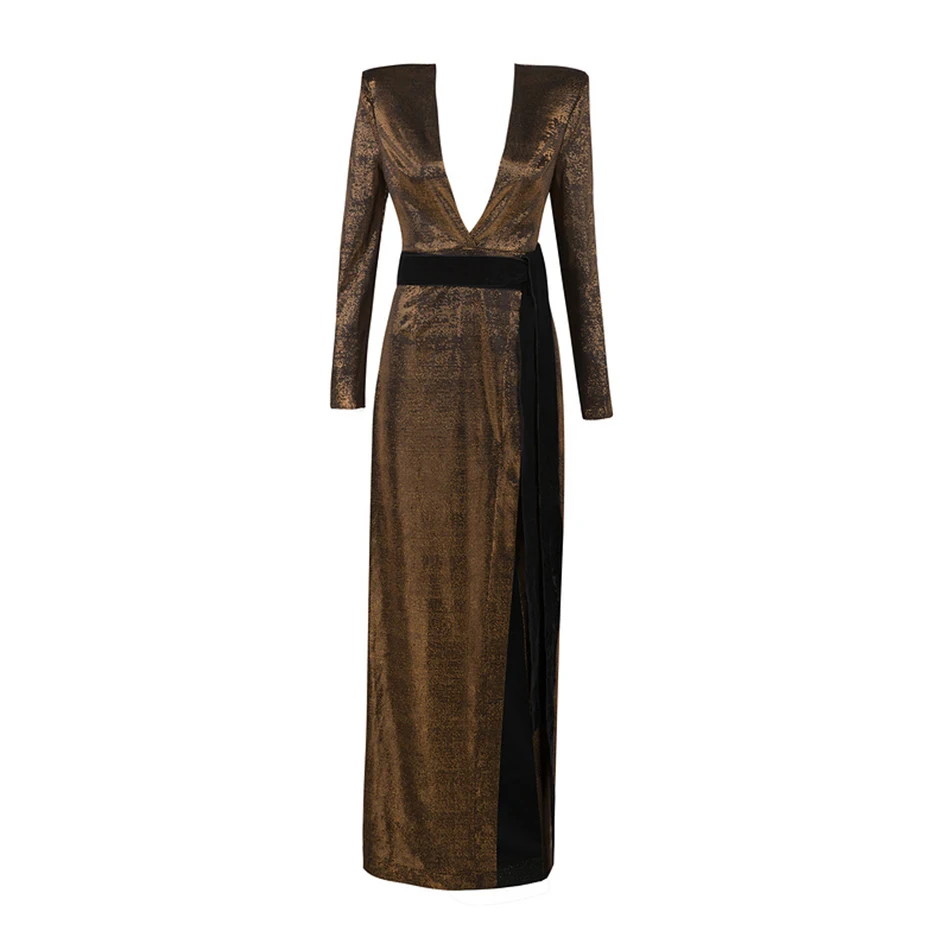 Женское платье с длинным рукавом длинное блестками и бусинами 2020|runway dress|women maxi