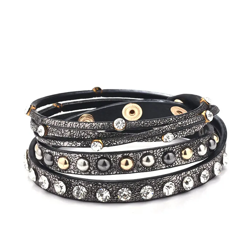 New Fashion Crystal Beads Charms Bracelets &amp Bangles For Women Men Multiple Layers Leather Bracelet Statement Party Jewelry 88 |