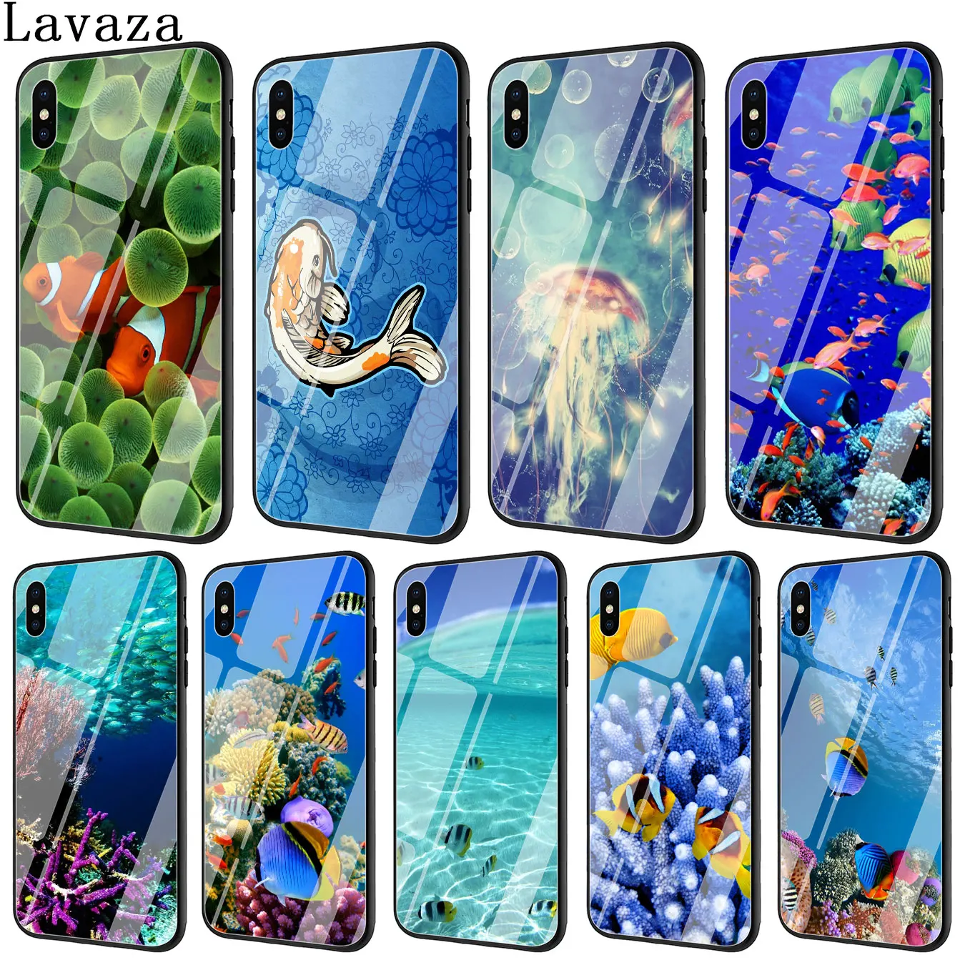 Чехол из закаленного стекла для телефона Lavaza с рыбками океана Медузой Apple iPhone XR X XS