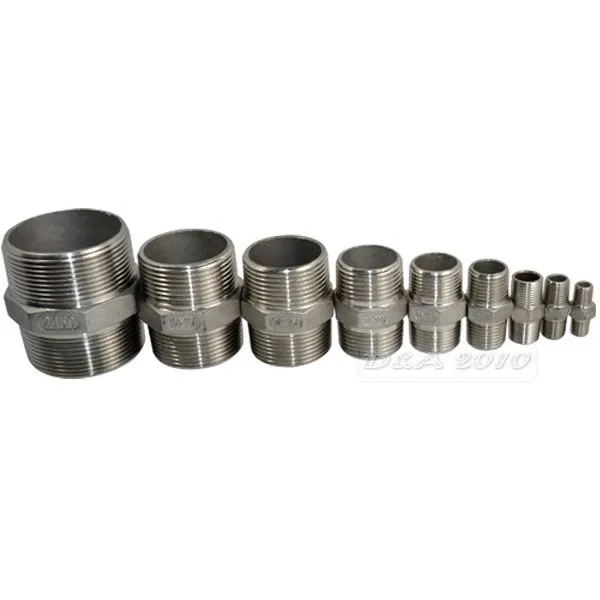 1/" Мужской x 1/4" Мужской шестигранный ниппель Нержавеющая сталь SS304 резьбовые фитинги
