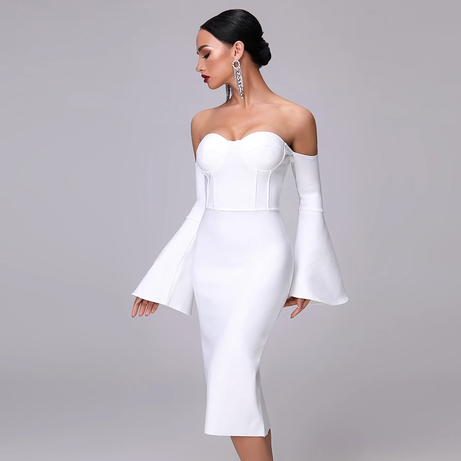 2021 Новое летнее женское Бандажное платье элегантное белое черное сексуальное с