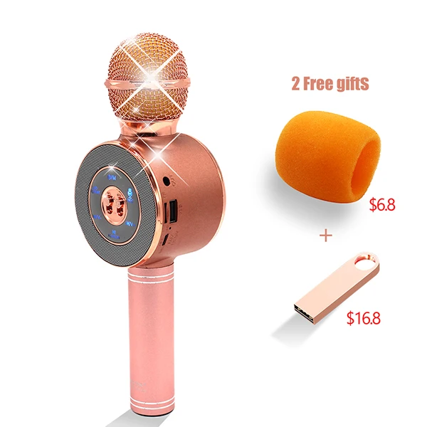 WSTER Rose Gold Smarwear беспроводной микрофон для караоке микрофон для компьютера Смартфон Andriod ios bluetooth микрофон караоке pk ws858 - Цвет: WSTER Rose Gold