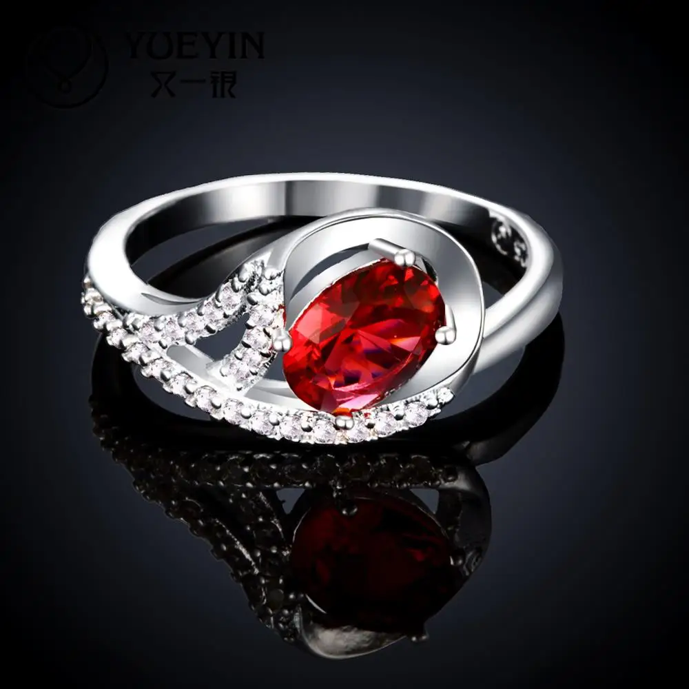 Женское посеребренное кольцо с кристаллами свадебное Вечерние шение для невесты