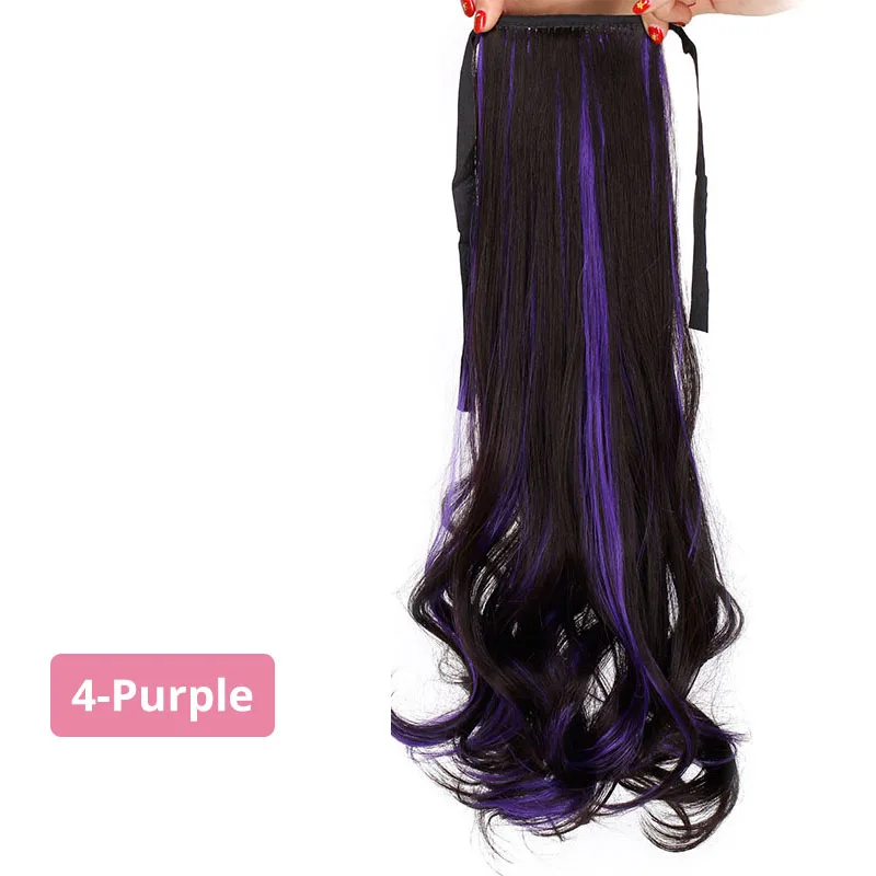 4-purple Doris beauty 22 ''26'' накладной хвост шнурок длинный прямой зажим накладные синтетические волосы для наращивания женщин термостойкие - Цвет: 4-purple
