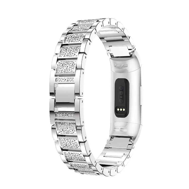 Ремешок для часов Fitbit Charge, 3 ремешка, сменный металлический ремешок из нержавеющей стали, блестящие стразы, браслет для Fitbit Charge 3