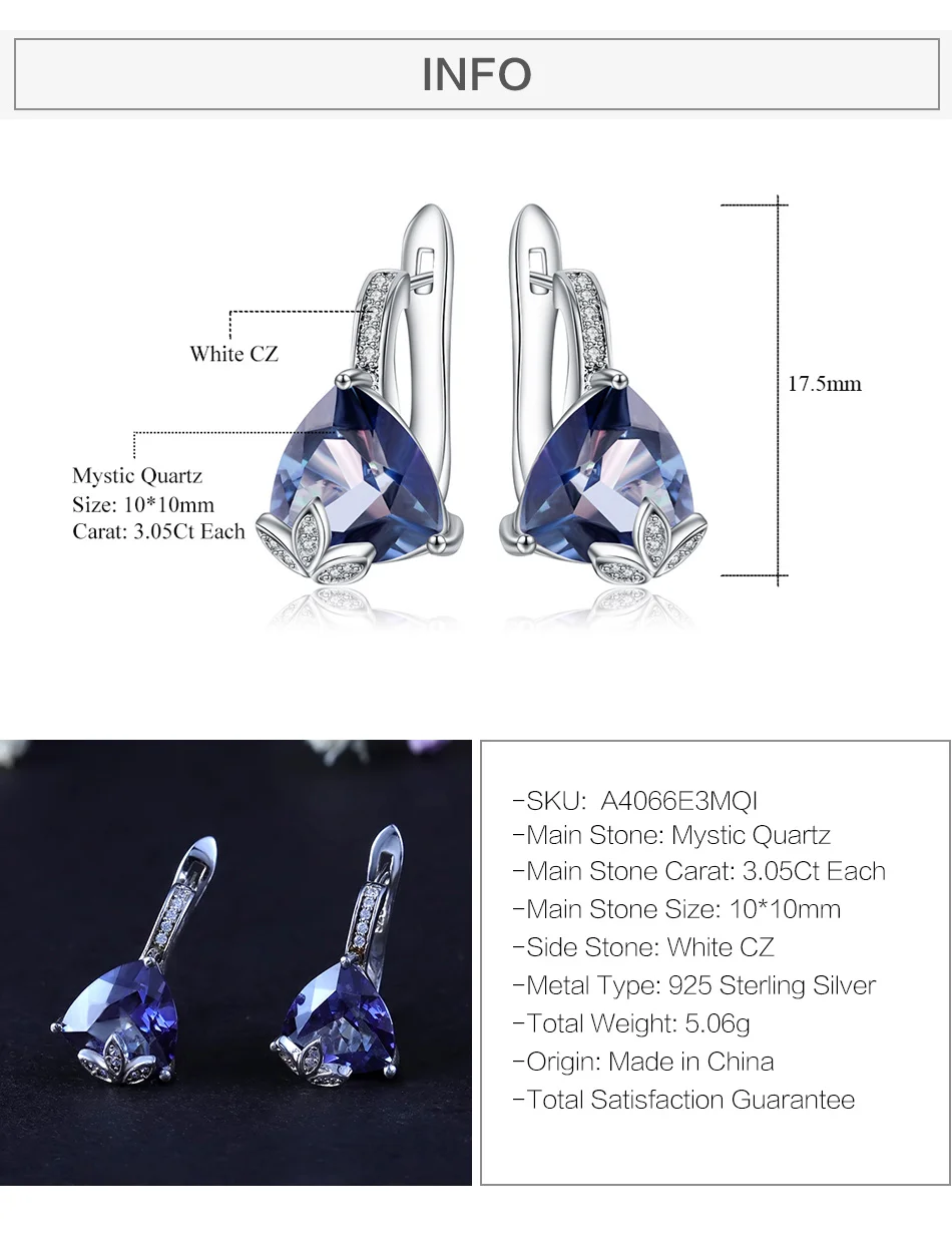 GEM'S BALLET 6.10Ct натуральный иолит Синий Мистический Кварц серьги 925 пробы серебряные треугольные серьги-гвоздики для женщин хорошее ювелирное изделие